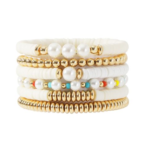 PRICES MAY VARY. What You Get: 7Pcs heishi surfer bracelets set, include 2PCS black clay bead bracelet, 2PCS white clay bead bracelet, 2PCS gold plated beaded bracelets and 1PCS mixed bracelet. Trendy and Stylish, you can mix and match with other ones you have too, would look great with most outfits, match a lot of your dresses. Suitable Size: inner perimeter of the bracelet is approx. 6.8/7 inches which is suitable for most people wrist size.The bracelets are stretchy, its's comfortable and str Stretch Beaded Bracelets Diy, Heishi Jewelry, Tube Bead Bracelet, Bead Stretch Bracelets, Bracelets Summer, Heishi Bracelets, Clay Bracelets, Bracelet Trendy, Homemade Bracelets