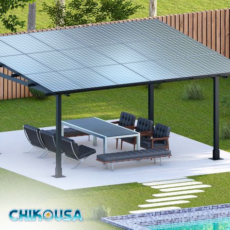 Elevate your poolside experience with CHIKOUSA's Solar Gazebo! Our innovative design not only provides shade and style but also harnesses solar power to keep your outdoor space eco-friendly and energy-efficient.  Transform your pool area into a sustainable retreat. Discover how CHIKOUSA's Solar Gazebo can add both beauty and functionality to your home.    solarcarportsandgazebos.com/   #solarcarport #solargazebo #CHIKOUSA #GoSolar #SolarEnergy #SustainableLiving #GreenEnergy #SolarSolutions #HomeSolar Solar Gazebo, Solar Car, Residential Solar, Solar Solutions, Green Energy, Pool Area, Innovative Design, Sustainable Living, Solar Energy