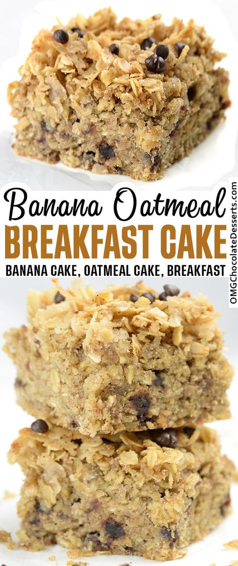 Easy Breakfast Bars, Banana Oatmeal Cake, Oatmeal Breakfast Cake, Easy Breakfast Bar, Breakfast Bars Healthy, Breakfast Cake Recipes, Breakfast Bars Recipe, Breakfast Banana, Oatmeal Breakfast Bars