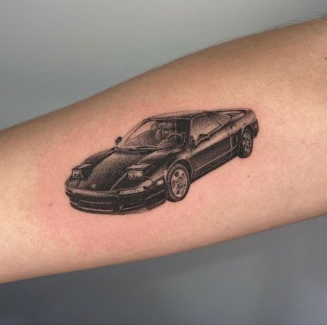 Realistic Car Tattoo, Classic Car Tattoo, Car Tattoos For Women, Vintage Car Tattoo, Car Lover Tattoo, Car Tattoo Design, Tattoed Heart, Cars Tattoo, Tool Tattoo