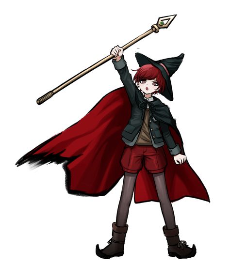 Safebooru - 1boy :o absurdres bangs black jacket black legwear brown footwear brown vest cape dangan ronpa (series) dangan ronpa v3: killing harmony eyebrows visible through hair full body genderswap genderswap (ftm) grey background hat highres holding holding staff jacket looking at viewer no (xpxz7347) open clothes open jacket pantyhose red eyes red shorts redhead shoes short hair shorts simple background solo staff torn cape torn clothes vest witch hat yumeno himiko | 3559737 Danganronpa Genderbend, Himiko Yumeno, New Danganronpa V3, Danganronpa 1, Manga Picture, Danganronpa Memes, Trigger Happy Havoc, Danganronpa V3, Danganronpa Characters