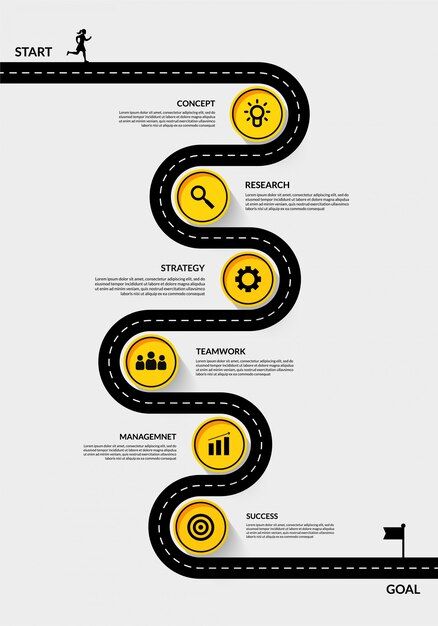 Timeline infographic road map with multi... | Premium Vector #Freepik #vector #infographic #business #technology #template Data Poster Design, Road Map Infographic, Infographic Design Ideas, Timeline Ideas, Roadmap Infographic, Road Poster, Infographic Layout, Infographic Inspiration, الفن الرقمي