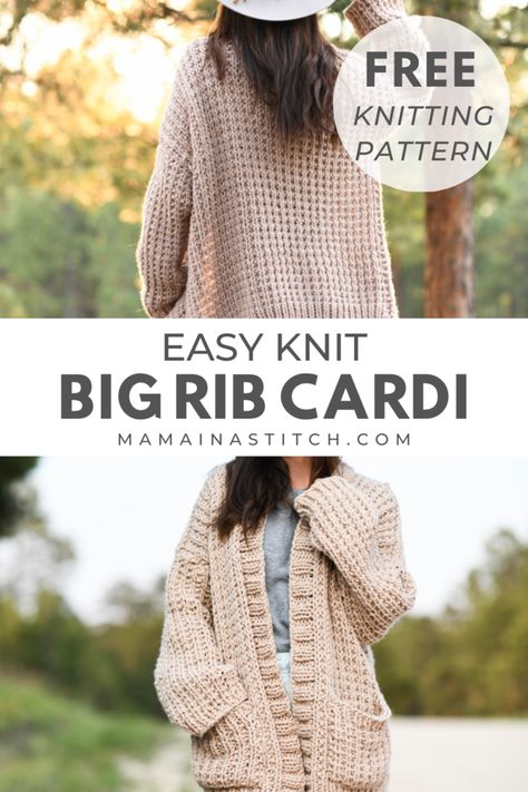 Diy Knit Cardigan Free Pattern, Chunky Knitted Sweaters Pattern Free, Big Knit Sweater Pattern, Crochet Baggy Cardigan Pattern Free, Bulky Yarn Cardigan Knitting Patterns, Bulky Yarn Knitting Patterns Sweaters, Super Chunky Knit Cardigan Pattern, Loose Knit Cardigan Pattern, Oversize Cardigan Knitting Pattern Free