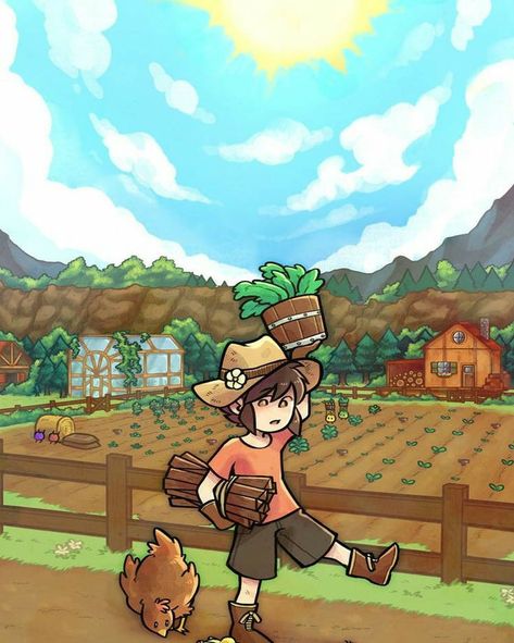 Credit: @jobthemagician on Instagram Evelyn And George Stardew Valley, Stardew Valley Farmer Art, Stardew Valley Farmer Fanart, Stardew Valley Male Farmer, Stardew Valley X Farmer, Cute Farm Drawing, Stardew Valley Oc Farmer, Stardew Valley Farmer Oc, Farmer Stardew Valley