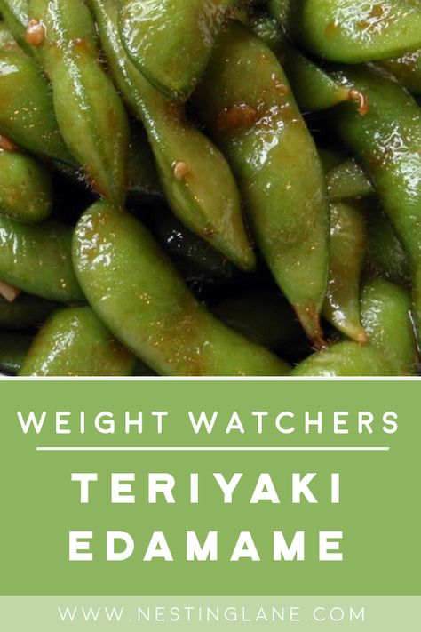 Weight Watchers Quick and Easy Garlic Teriyaki Edamame Recipe with garlic, edamame in the pod, teriyaki sauce, brown sugar, rice vinegar, sesame oil, and sesame seeds. A low calorie side dish with 261 calories and 8 Smart Points Teriyaki Edamame, Ww Vegetarian, Low Calorie Sides, Edamame Recipe, Low Calorie Side Dishes, Recipe With Garlic, Edamame Recipes, Weight Watchers Lunches, Sugar Rice