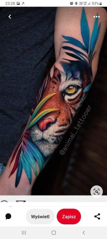 Tato Realis, Tiger Tattoo Sleeve, Colored Tattoo Design, Wicked Tattoos, Geniale Tattoos, Tatuaje A Color, Dope Tattoos For Women, Best Sleeve Tattoos, Arm Tattoos