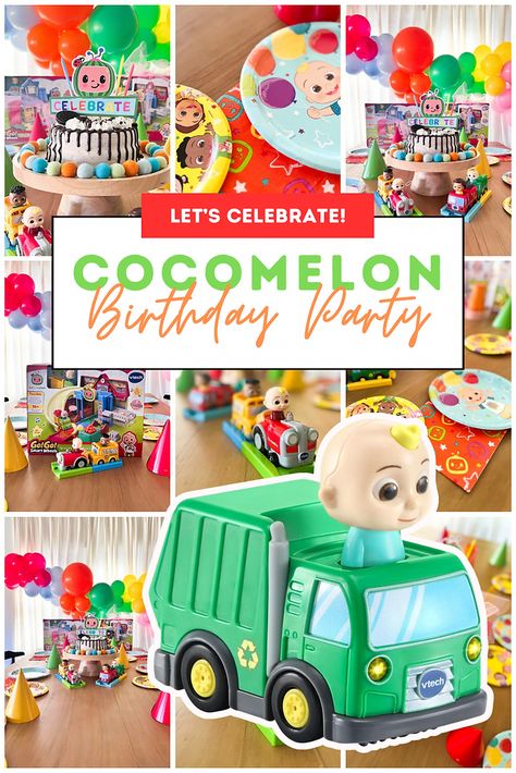 It’s a CoComelon Celebration! Cocomelon Party Ideas, Cocomelon Birthday Party, Vtech Toy, The Wheels On The Bus, Cocomelon Birthday, Diy Balloon, Wheels On The Bus, Table Throw, Soft Play