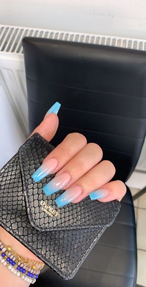 Spring Ombre Nails Square, Idee Nails Summer, Hombre Blue Nails, Color Ombre Acrylic Nails, Ombre Nails Inspiration, Baby Color Nails, Nails Ombre Blue, Babycolor Nails, Ombre Nail Colors Ideas