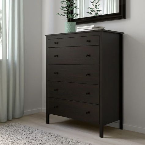 KOPPANG 5-drawer chest - black-brown - IKEA Chest Of Drawers Ikea, White Chest Of Drawers, Dresser Storage, 6 Drawer Chest, 5 Drawer Chest, Ikea Family, Home Safes, Drawer Unit, Dressers And Chests