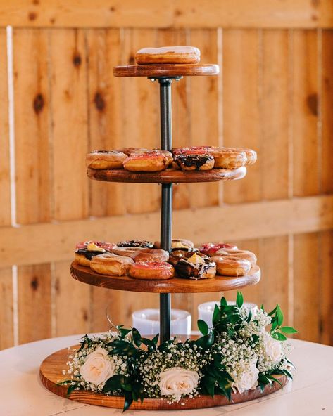 Cake not your thing? Try this beautiful donut display! Donut Tower, Donut Display, Wedding Donuts, Fall Wedding, Donuts, Wedding Ideas, Tower, Dessert, Cake