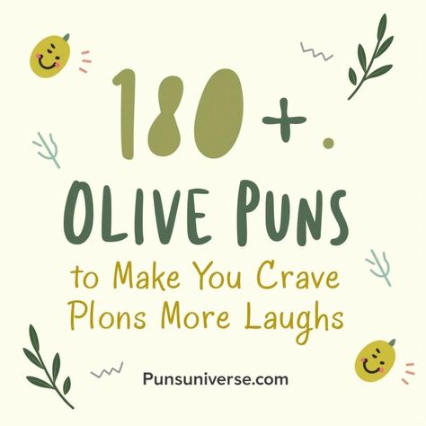 Get ready to roll with laughter! 🌿 Dive into our collection of 180+ olive puns that will have you saying, "I'm feeling olive-tastic!" Whether you're a pun lover or just looking for a good giggle, these cheeky quips will make you crave more laughs! 😂🥳 #puns #olives #funny #humor #jokes #laughter #punny #silly #smile Life Without You, Funny Phrases, One Liner, More Than Words, Olive Branch, Funny Humor, Brighten Your Day, Puns, Humor