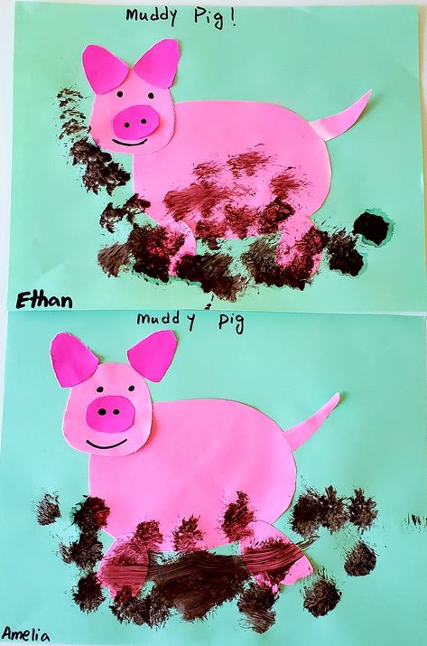 Pink Colour Craft For Preschoolers, Muddy Pigs Craft, Muddy Pig Craft Preschool, Pig Crafts For Preschoolers, Preschool Pig Craft, Pig Crafts For Kids Preschool, Pig Arts And Crafts, Pig Activities For Preschool, Muddy Pig Craft