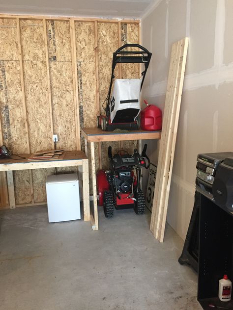 Snow Blower/Lawn Mower Organization Snowblower Storage, Mower Storage, Snow Diy, Lego Storage Organization, Garage Storage Inspiration, Lawn Mower Storage, Garage Organization Tips, Storage Shed Organization, Shed Organization