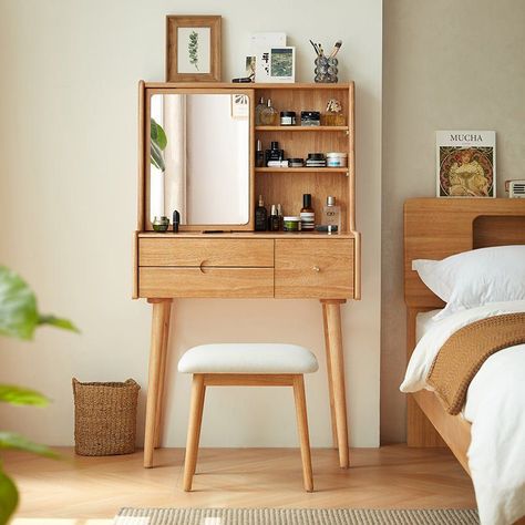 Modern Dressing Table Designs, Wood Dressing Table, White Stool, Hiasan Bilik Tidur, Dressing Table Design, Room Inspiration Bedroom, Home N Decor, My New Room, Dressing Table