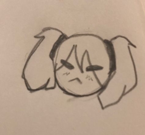 Miku Drawing Easy, Miku Drawing Sketch, Anime Doodles Simple, Miku Doodle, Hair Doodles, Hair Doodle, Miku Drawing, Cute Easy Doodles, Goofy Drawing