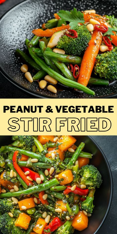 🥜 A quick and healthy veggie stir-fry with a peanut garlic sauce that’s bursting with flavor! Perfect for weeknight dinners or meal prep. 🥦✨ 

#StirFryRecipes #HealthyEating #VegetarianDelights Healthy Pea Recipes, Stirfry Vegetable Recipe, Peanut Butter Stir Fry Sauce, Peanut Butter Stir Fry, Veggie Dishes Healthy, Dinner With Vegetables, Vegetable Meal, Dinner Veggies, Veggie Stir Fry Recipes