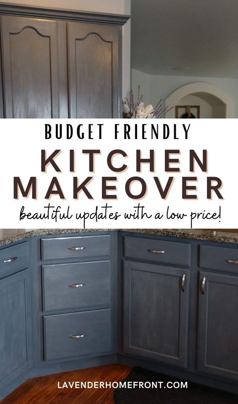 beautiful chalk painted cabinets make a budget friendly kitchen update 1950s Kitchen Cabinets, Budget Friendly Kitchen Remodel, Budget Friendly Kitchen, 90s Kitchen, Kitchen Remodel On A Budget, Diy Kitchen Projects, Staining Furniture, Add Value To Your Home, Lake House Kitchen