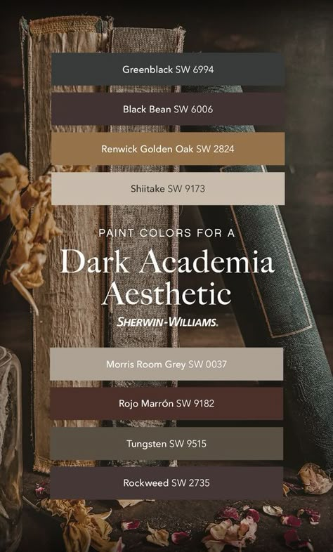 Rgb Palette, Desain Ux, Dark Academy, House Color Palettes, Dark Home Decor, Dark Home, Paint Colors For Home, Home Library, Home Reno