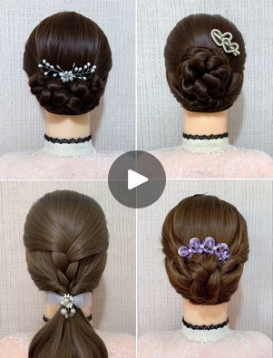 585K views · 14K reactions | Everyday Bun Hairstyles for Short and Medium Hair | Learn to Make Simple Bun Hairstyle for Girls and Women | By K4 Henna | Hello everyone, take two
sections of the hair, roll the hair in on itself, divide the
bottom post of the hair into two parts and then braid both
of these parts. Now roll the braid upwards and then put it
through the sections. Lift it up and then pin it up in place.
Take a section from the left side and then tie a rubber band
to it. Roll the hair in on itself and now do the same on
the right side as well. In each of these sections add a rubber
band in the middle section and then lift it up, make it into a
bow, tie a braid at the bottom as such and then roll it
upwards and fasten it in its place. Next take top section of
the hair and make a b Perfect Bun, Super Easy Hairstyles, Elegant Bun, Short Hair Bun, Easy Bun, Easy Bun Hairstyles, Beautiful Hairstyle, Hair Bun Tutorial, Bun Styles