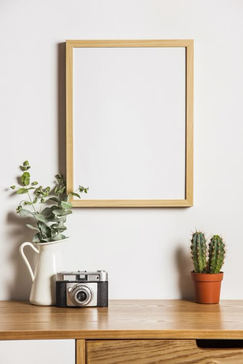 Wooden Frames On Wall, Frame On Wall, Frame For Photo, Photo Frame Style, Frame Mockup Free, Wedding Mockup, Frame Interior, Floral Composition, Instagram Photo Frame