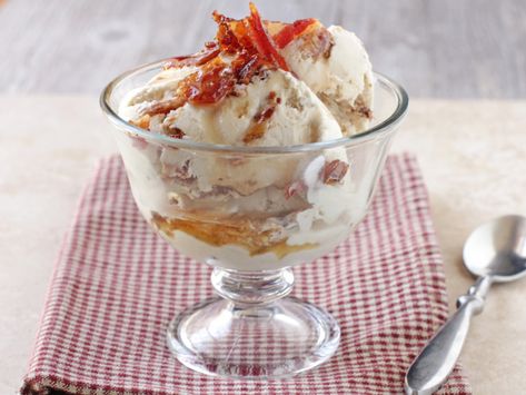 Maple Bacon Ice Cream Recipe, Maple Ice Cream Recipe, Maple Bacon Ice Cream, Delicious Halloween Desserts, Maple Ice Cream, Bacon Ice Cream, Ice Cream Ingredients, Iron Chef, Candied Bacon