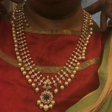 Drops Necklace, Gold Necklace Wedding, Buy Gold Jewelry, Gold Necklace Indian, Gold Jewelry Simple Necklace, Online Gold Jewellery, Pearl Necklace Designs, Gold Necklace Indian Bridal Jewelry, Real Gold Jewelry