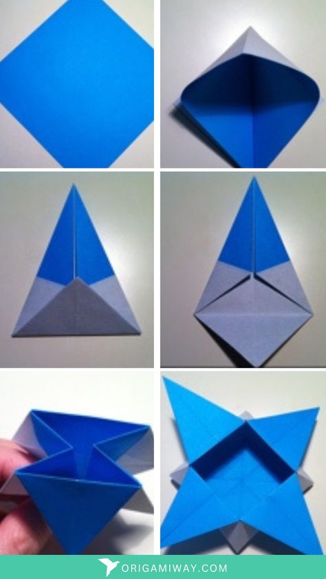 A blue paper origami star box Functional Origami, Money Paper, Origami Star Box, Origami Star, Star Box, Origami Stars, Paper Clips, Step By Step Guide, Step Guide