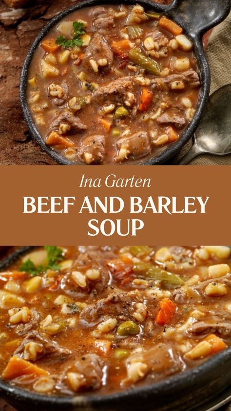 Ina Garten Beef And Barley Soup Ina Garten Beef Barley Soup, German Beef Barley Soup, Old Fashioned Beef Barley Soup, Best Beef Barley Soup Recipes Stovetop, Soups With Barley, Steak And Barley Soup, Small Batch Beef Barley Soup, Beef And Barley Stew Stovetop, Mushroom Beef Barley Soup