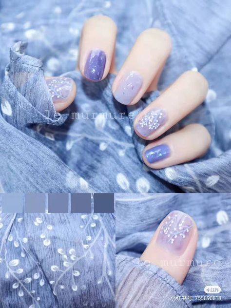 #nail art# blue and purple nail art design ideas Nail Art Blue, Purple Nail Art Designs, Purple Nail Art, Korean Nail Art, Asian Nails, Art Design Ideas, Nail Trend, Finger Nail Art, Beauty Nails Design