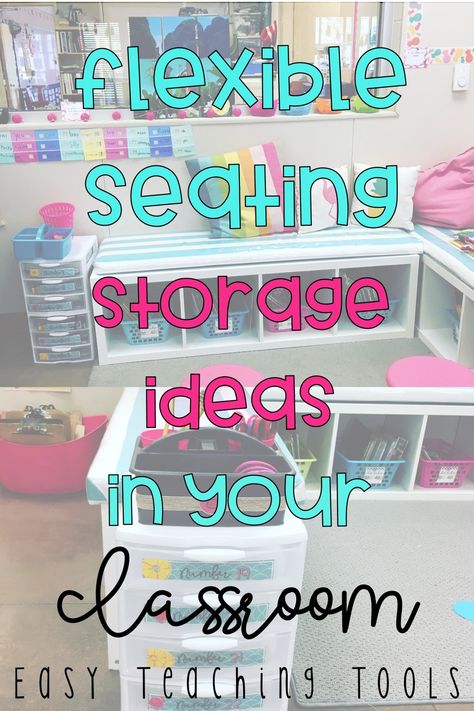 Flexible Seating Classroom, Student Storage, Seating Storage, Homeschool Hacks, Alternative Seating, Classroom Tables, Teaching Third Grade, Classroom Storage, 4th Grade Classroom