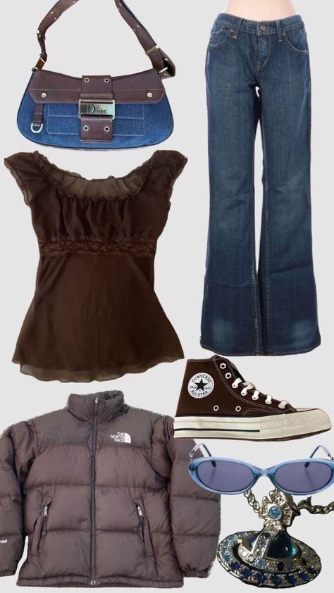 brown and blue fit Brown Outfits Aesthetic, Brown And Blue Outfit, Blue Outfit Aesthetic, Brown Outfit Aesthetic, Brown Outfits, Brown Outfit, Brown And Blue, Blue Fits, Blue And Brown