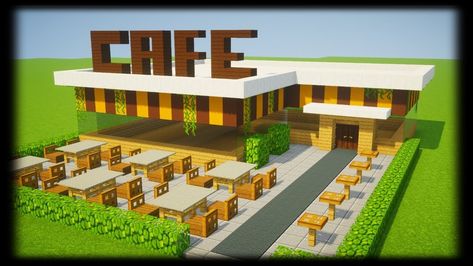 Cafe Minecraft, Minecraft Restaurant, Minecraft Stores, Minecraft House Plans, Minecraft Modern, Minecraft Cottage, Easy Minecraft Houses, Cute Minecraft Houses, Minecraft City