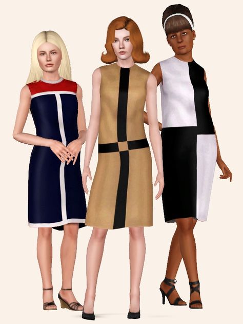 Mod The Sims - On the Cross – 60s Mod Dress for Teen-Elder 60s Outfits, 60s Mod Dress, Beth Harmon, Sims 3 Mods, Mod Dress 60s, Pelo Sims, Body Outfit, Paris Dresses, 60s Mod