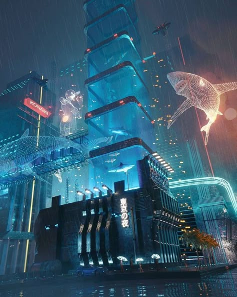 Cyberpunk Cities, Neo Futurism, Scifi City, Sci Fi City, New Retro Wave, Cyberpunk Aesthetic, Cyberpunk City, Arte Cyberpunk, Art And Photography