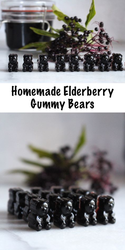 Elderberry Gummy Recipe, Elderberry Benefits, Homemade Gummy Bears, Healthy Gummies, Homemade Gummies, Elderberry Tea, Elderberry Syrup Recipe, Homemade Elderberry, Elderberry Recipes