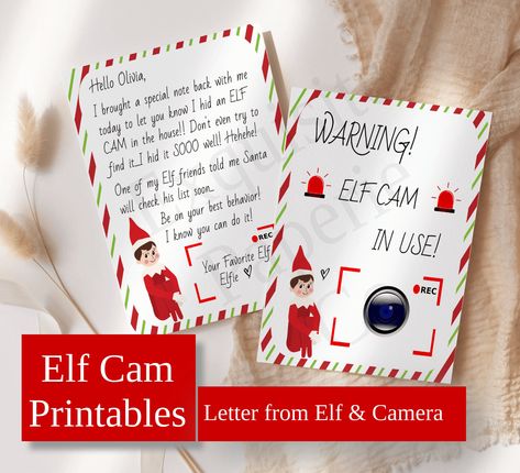 Elf on the Shelf ELF CAM! The Elf Letter explains the cameras appearance - complete with optional camera printable. Editable instant access templates easy for your elf to print at your home! Camera Printable, Elf Cam, Elf Letter, Shelf Elf, Elf Letters, An Elf, Printable Letters, On The Shelf, The Elf