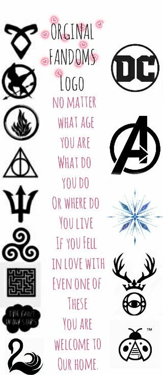 You are welcome to our home and you are not alone:) #arrowverse #divergent #avengers #hungergames #schoolforgoodsandevils #ladybug #throneofglass #marvel #fandoms #thefaultinourstars #percyjackson #teenwolf #harrypotter #shadowhunters #merlin #frozen #tattos #themazerunner Fandom Symbols, Shadowhunter Quotes, Avengers Symbols, Book Fandoms Unite, Fandom Quotes, Arrow Cw, Love Wallpapers Romantic, Fandoms Unite, Welcome To Our Home