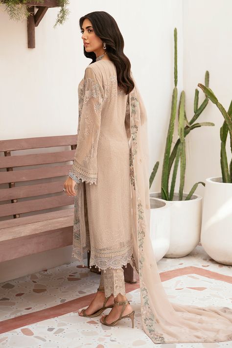 Brand: RamshaProduct Code: Chiffon Vol-26 F-2601Collection: Ramsha Unstitched Luxury Chiffon Collection Vol-26Fabric: Chiffon PRODUCT DETAILS: Embroidered chiffon front with sequence Embroidered chiffon back Embroidered chiffon sleeves Embroidered sleeves lace Organza lace for daman embroidered chiffon dupatta Rawsilk trouser with organza lace DISCLAIMER:* Lining, Laces, and Tassels are not included in unstitched variants.* Embellishment items in stitched outfits are subject to market availability.* Product color may vary due to photographic lighting or your device settings. CARE INSTRUCTIONS: Extra Fabric Has Been Used For Shoot Original Color May Vary Slightly From The Picture Dry Clean Recommended Iron The Clothes At Moderate Temperature Do Not Use Bleach, Or Stain Removing Chamicals Da Velvet Anarkali, Net Sleeves, Batik Print Dress, Lehenga Jewellery, Pakistani Designer Clothes, Saree Sale, Chiffon Sleeves, Organza Sleeves, Lehenga Style