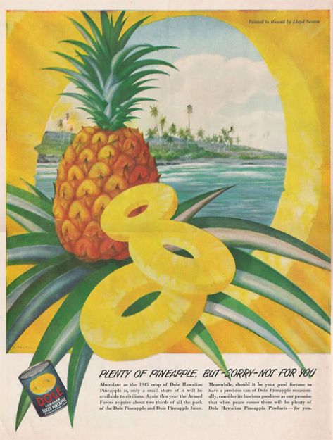 It’s Pineapple Season, But Does Your Fruit Come From Hawaii? Drink Ads, Dole Pineapple Juice, Pineapple Vintage, Pineapple Painting, Pineapple Illustration, Dole Pineapple, Retro Food, Hawaii Art, Vintage Food