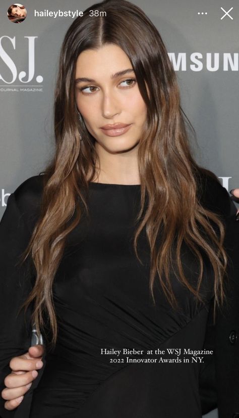 Kendall Jenner Hair Light Brown, Kendall Jenner Wavy Hair, Kendall Jenner Brunette Hair, Hailey Bieber Gloss Hair, Kendall Jenner Hair Color Brown, Kendall Jenner Balayage, Amalie Star Hair, Hailey Bieber Dark Hair, Hailey Bieber Wavy Hair