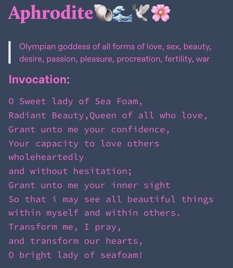 Goddess Aphrodite Affirmations, Prayers For Aphrodite, Aphrodite Prayer For Beauty, Aphrodite Beauty Spell, Signs Aphrodite Is Reaching Out, Prayers To Aphrodite, Aphrodite Invocation, Aphrodite Offering Ideas, Aphrodite Manifestation