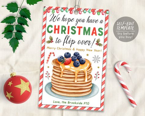 Pancake Christmas Gift, Pancake Gift Basket, Pancake Christmas, Pancakes Gift, Christmas Pancakes, Gifts 2022, Christmas Neighbor, Neighbor Christmas Gifts, Christmas Gift Tag