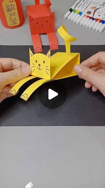 Cat Crafts For Kids, Paper Cat Craft, Handmade Paper Craft, Camp Crafts, Cat Activity, Cat Character, Cardboard Paper, Cat Crafts, February 19