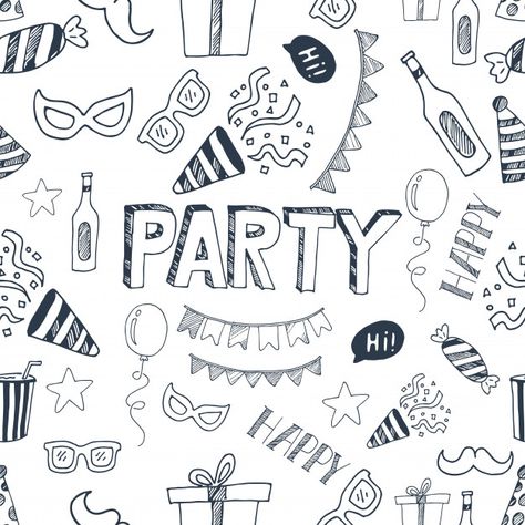 Hand drawn doodle party illustration sea... | Premium Vector #Freepik #vector #background #pattern #birthday #abstract Party Illustration, Vector Hand, Pattern Download, Vector Background, Seamless Pattern, Premium Vector, Seamless Patterns, Graphic Resources, Hand Drawn