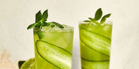 Cucumber-Mint Mojitos | Southern Living Cucumber Mint Mojito, Cucumber Mojito, Blender Juice, Mint Margarita, Southern Living Recipes, Flavored Sparkling Water, Peach Sangria, Mocktail Recipes, Mint Mojito