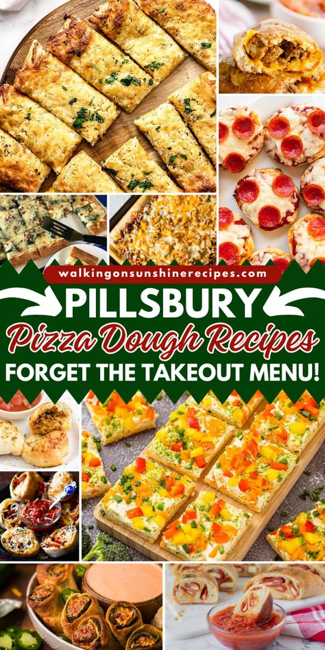 With a little creativity and this collection of Pillsbury Pizza Dough Recipes, you can create appetizers, snacks and even a sweet treat in a flash! Dinner Ideas With Pillsbury Pizza Crust, Pizza Crust Appetizers, Pizza Crust Uses, Appetizer With Pizza Dough, What To Do With Pizza Crust, Pilsbury Pizza Roll Ups, Biscuit Dough Dinner Ideas, What Can I Make With Pillsbury Pizza Crust, Recipes Using Pillsbury Pizza Crust Dough