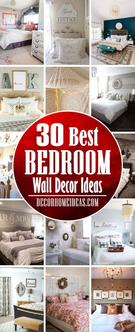 Best Bedroom Wall Decor Ideas. Get some creative bedroom wall decor ideas to add personality and charm to your home. Headboards, signs, rugs and mirrors are some of the accents. #decorhomeideas Wall Decor For Gray Bedroom, Bedroom Entry Wall Decor, Bedroom Wall Decor Side Of Bed, Bed Side Wall Decor Ideas, Masterbedroom Wall Art, Headboard Wall Art Above Bed, Decorate Bedroom Wall Ideas, Decorating Ideas For The Bedroom Walls, Decorating Wall In Bedroom