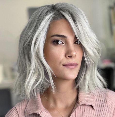 50 Luscious Long Bob Haircuts to Try Right Now - Hair Adviser Salt And Pepper Lob Haircut, Grey Hair Lob, Grey Hair Long Bob, Long Graduated Bob, Gray Bob Hairstyles, Long Shaggy Bob, Straight Long Bob, Long Asymmetrical Bob, Grey Bob Hairstyles