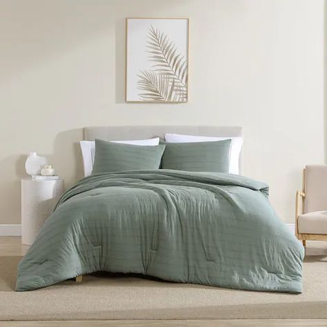 Green Full - Queen Down Comforters and Duvet Inserts | Shop our Best Bedding Deals Online at Bed Bath & Beyond Linen Comforter, Floating Bed Frame, Down Comforters, Upholstered Panel Bed, Twin Comforter, Leather Bed, King Comforter Sets, Print Comforter, Premium Bedding