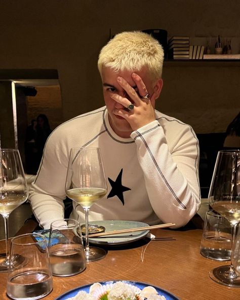 Photodump | Instagram Miguel Fersou Blonde, Grown Buzzcut, Bleached Buzz Cut Men, Bleached Buzz Cut, Bleached Buzzcut, Bleached Buzz, Buzz Cut Boys, Tyler Aesthetic, House Coffee Shop